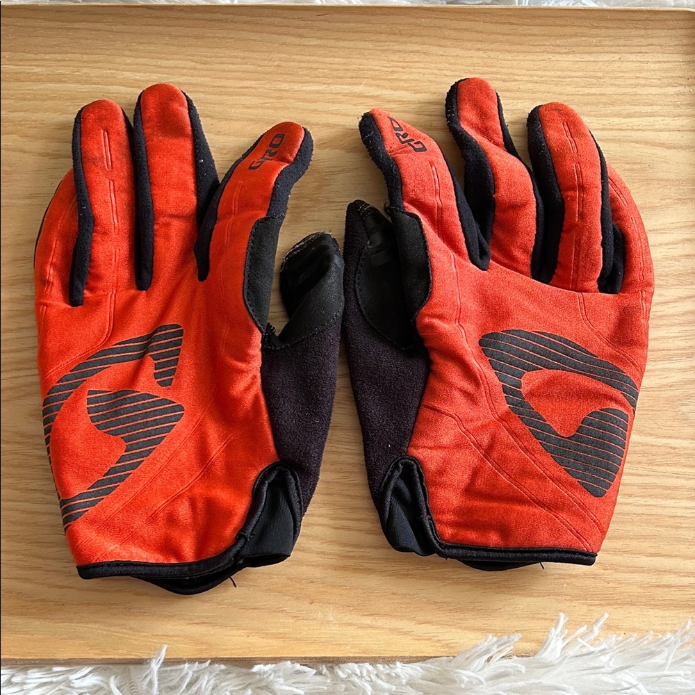 GIRO bright orange/red GIRO Cycling Gloves, lycra and faux suede
